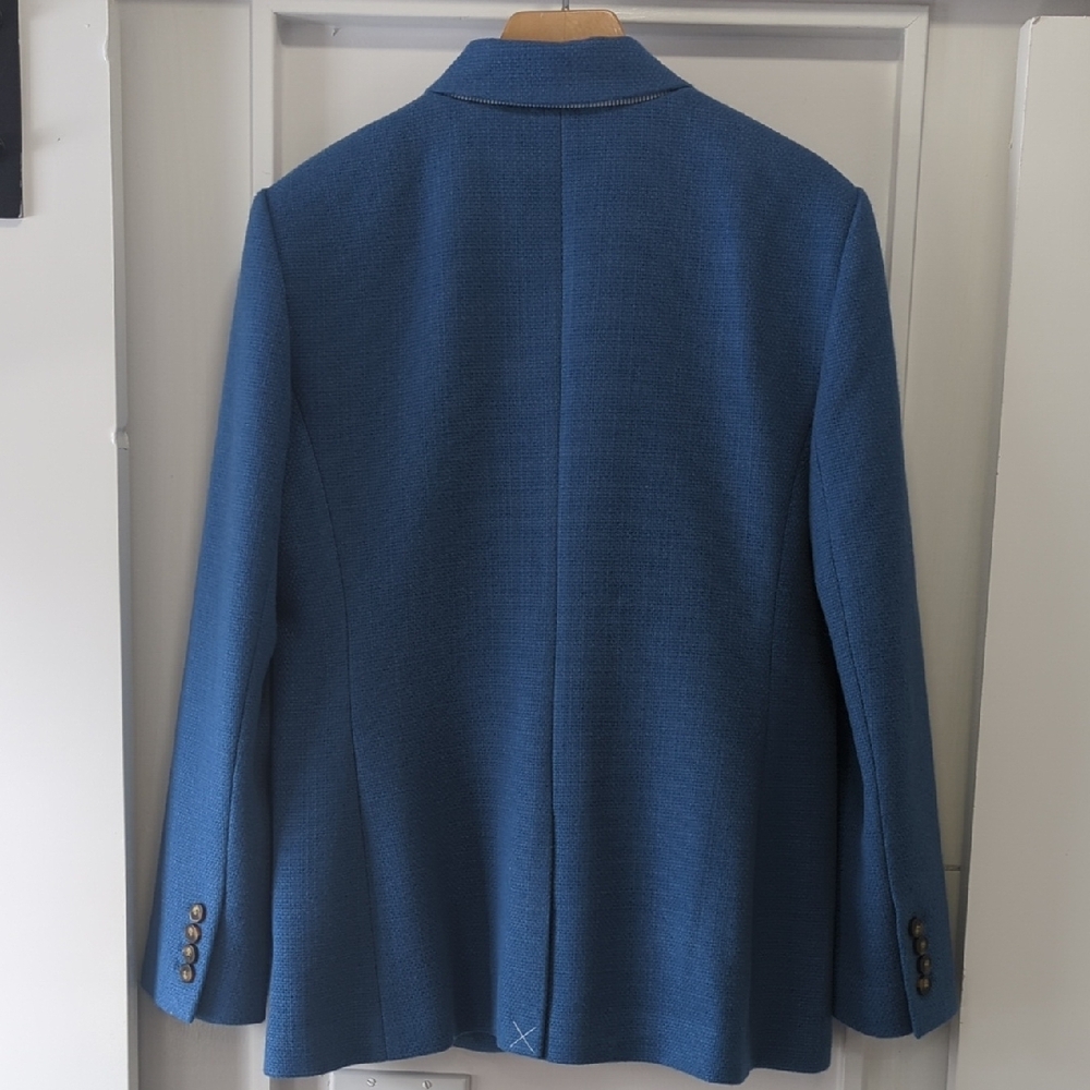 Ann Taylor Tweed Blue Blazer Jacket Size 8 - Picture 12 of 13
